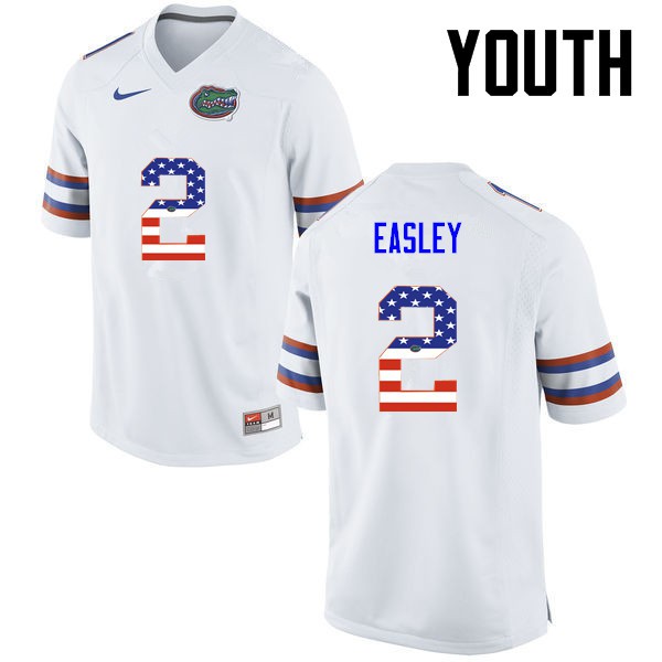 Florida Gators Youth #2 Dominique Easley College Football USA Flag Fashion White